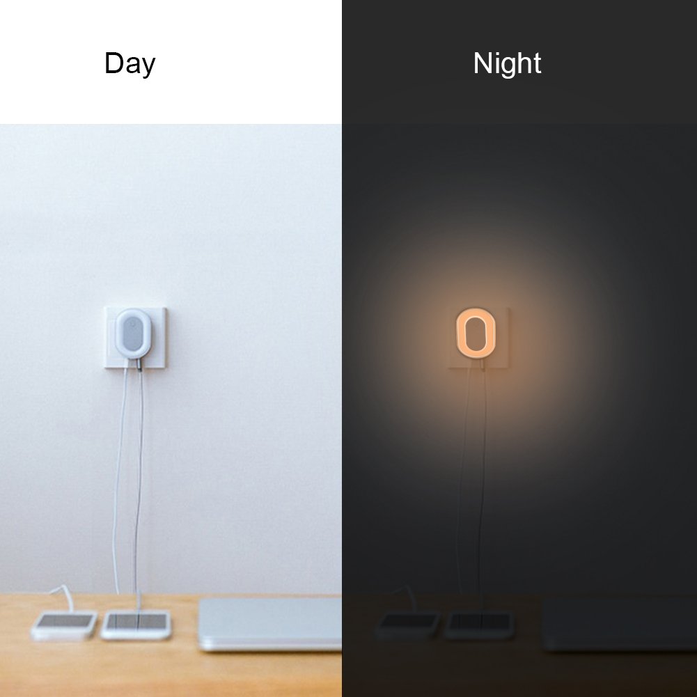 Night Light USB Charger POWERIVER LED Sensation 2A Glow Smart Wall Charger Station Dual USB Power Adapter Travel or Home for Apple Mobile Phone iPad Android PSP ETC (Square)