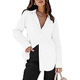 siliteelon Womens Button Down Shirts Dress Shirts Long Sleeve Blouses V Neck Solid Casual Tunics Tops with Pockets