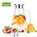 Glass Pitcher Uten Upgrade Clear Water Pitcher with Solid Handle+ Anti-overflow V-opening Mouth Pour Premium Refrigerator Pitcher for Juice,Coffee,Ice Cold Water,Hot Water,Tea, etc. [1.5 L, 51.2 Oz]