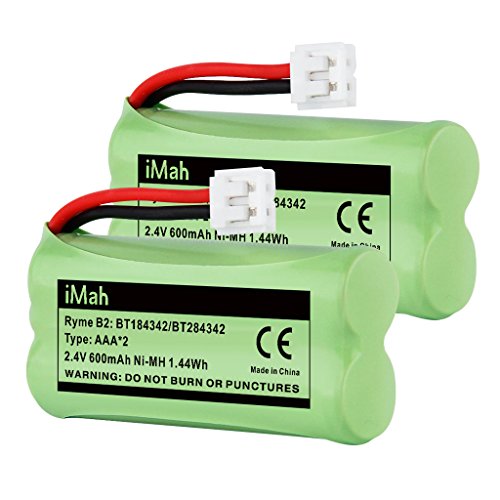 iMah BT184342/BT284342 BT18433/BT28433 Phone Battery Compatible with AT&T BT184342 BT18433 BT1011 BT1018 BT1022 BT1031 BT8300 CS6209 CS6219 CS6228 CS6229 Vtech DS6301 CL80109 CS6209 TL90078, Pack of 2