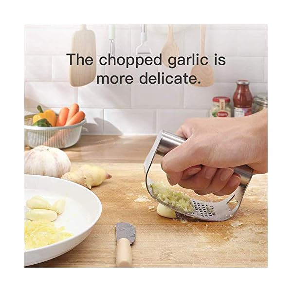 Garlic Press Rocker Stainless Steel Garlic Crusher with Opener and Silicone Garlic Peeler Kitchen Gadgets 304 Food Grade…