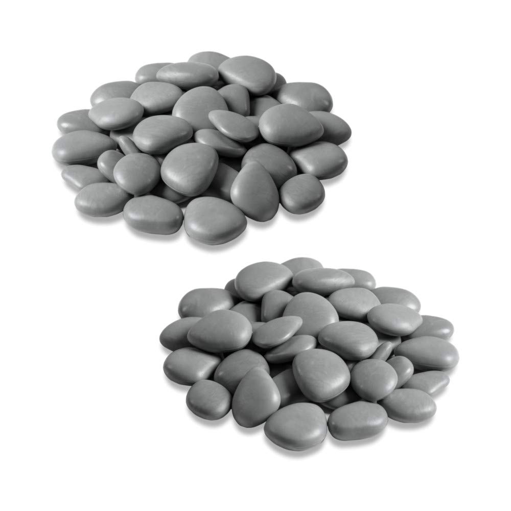 RE-Pubbles - Recycled Plastic Decorative Stones for Pots, Gardens, Aquariums, Terrariums and Scale Models - 2 Small Packs grey