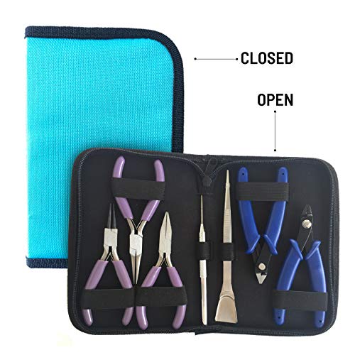 Flying K Jewelry Tools, Jewelry Pliers. Including a Crimper, Organized Zipped Case for Your Jewelry Making Tools. These Jewelry Making Supplies Will Help with Beading, Wire, or Repairs. (Teal) - Thumbnail 7