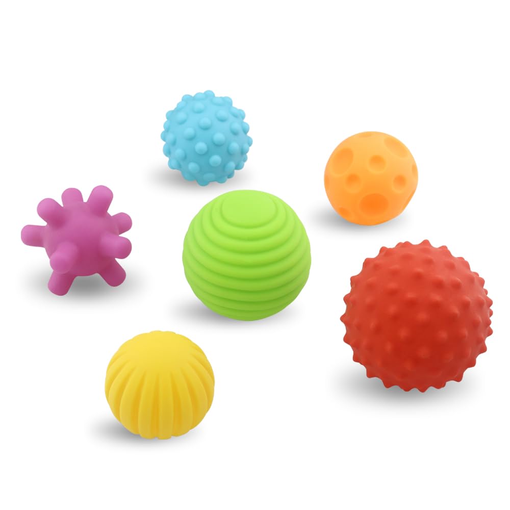 Baby Sensory Bath Toys, Textured Floating Balls Set of 6 (Muti)