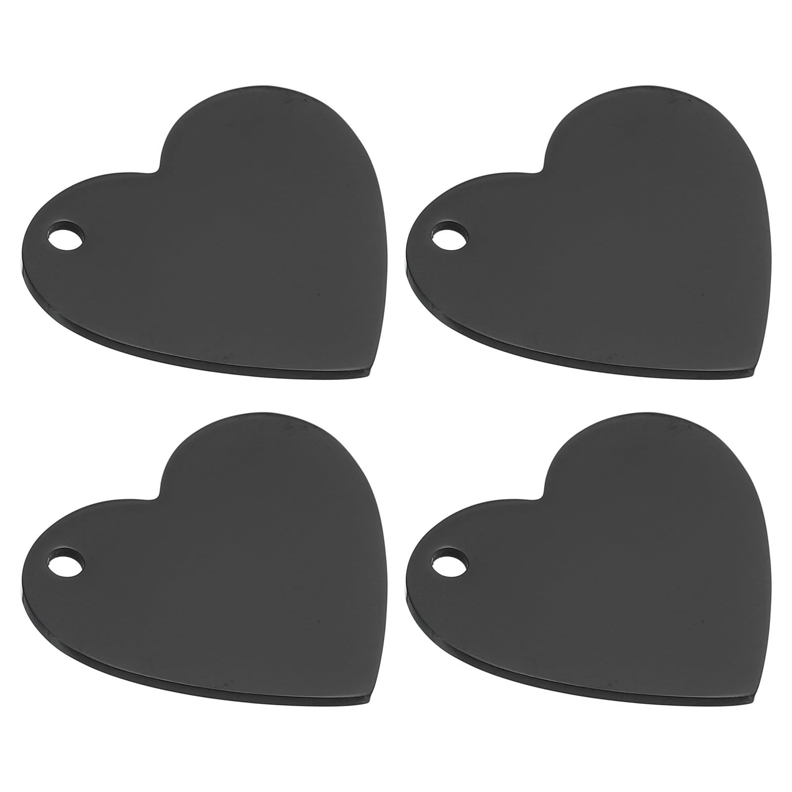 PATIKIL 4pcs Heart Charm, 35mm Heart Pendant Metal Stamping Blanks Tags 304 Stainless Steel Blank Stamping Tags Pendant for Laser Engraving, Black