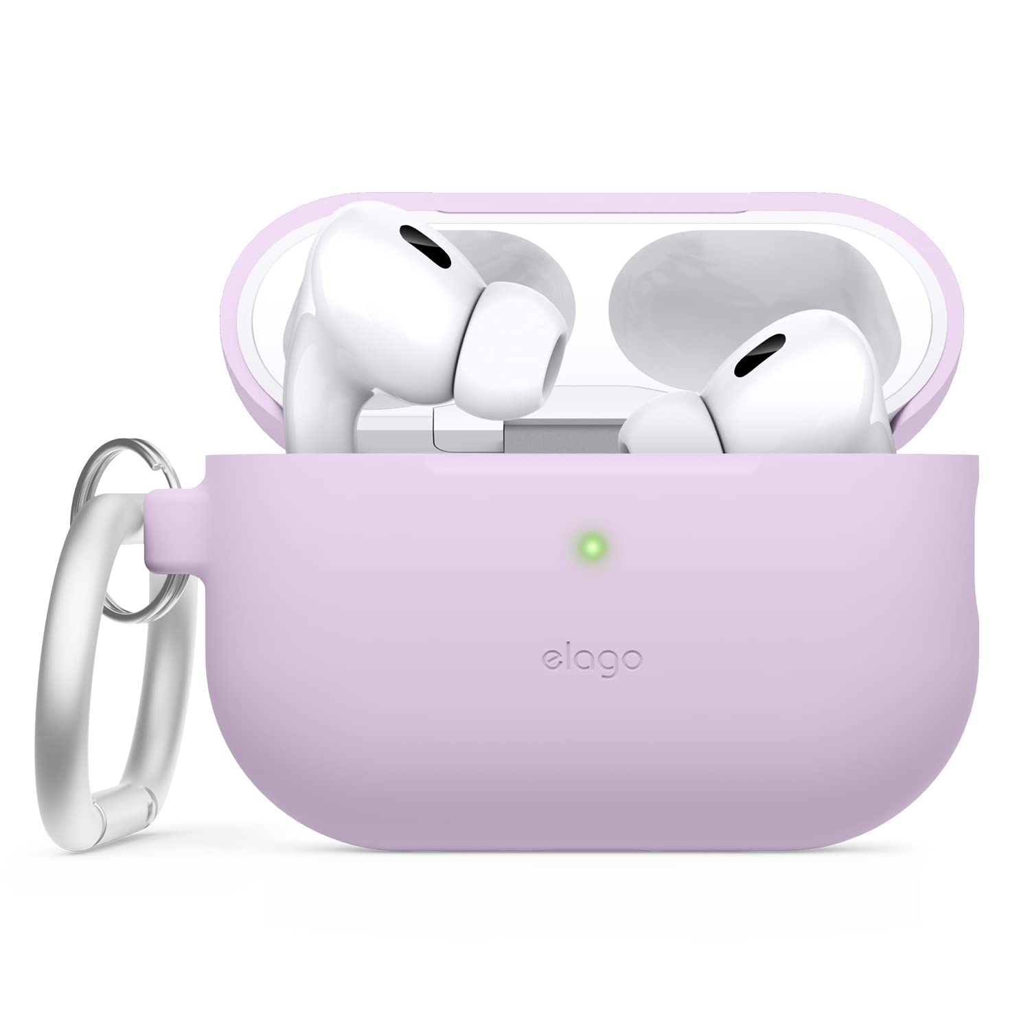 elago Silicone Case Compatible with Apple AirPods Pro 2nd Generation Case Protective Case with Keychain, Front LED Visible, Supports Wireless Charging (Lavender) — image 1