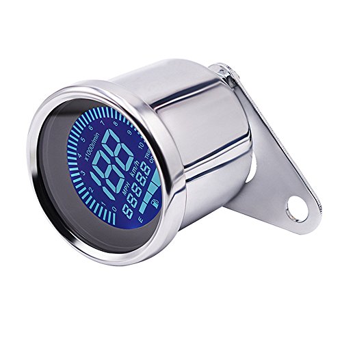 Digital Speedometer for Motorbike, TechCode LED Digital LCD Odometer 12V Universal Motorcycle LED LCD Tachometer Speedometer Multifunctional Modification Speedometer Instrumentation Aluminum Alloy Set