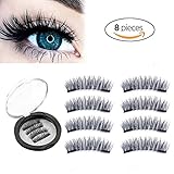 Dual Magnetic False Eyelashes - Ultra-thin 0.2mm Fake Lashes- 3D Handmade Reusable Fake Eyelashes - Ultra Soft Natural Look, No Glue, Ultra Lightweight & Long (2 Pair/8 Pcs)