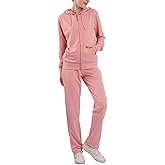 LeeHanTon Tracksuit Sets for Women 2 Piece Lightweight Sweatsuit Casual Zip Up Hoodie and Sweatpant Jogging Suit Set