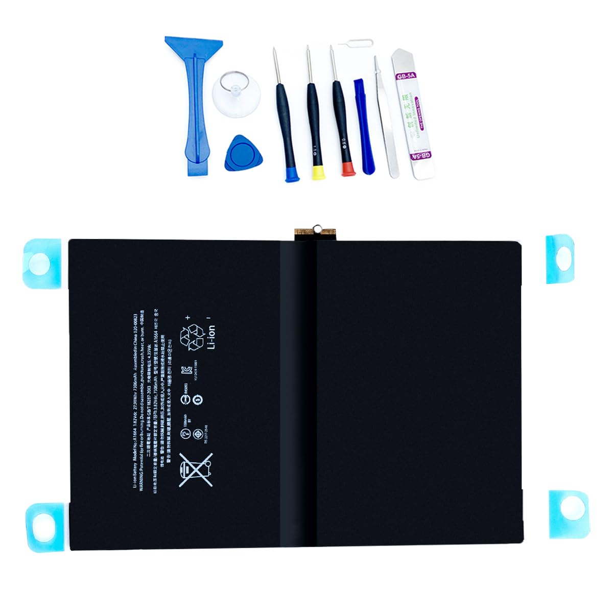 Photo 1 of BORSCELLOR A1664 Battery Compatible with iPad Pro 9.7 2016 Edition A1673 A1674 A1675 3.82V 7306mAh 27.91Whr with Installation Tools