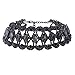 Hunputa Luxury Women Crystal Rhinestone Full Diamonds 3 Layers Collar Wide Choker Necklace Jewelry Gift (Black)