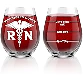 AGMDESIGN Funny Two Sided Good Day Bad Day Don't Even Ask RN Registered Nurse Wine Glass, Gift for Doctor, Medicine, Assistant, Physician, Nurse, Students, Graduation Gifts for Men Women