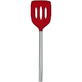 Tovolo Silicone Slotted Turner With Stainless Steel Handle, Pancake Spatula, Scratch-Resistant Kitchen Utensil for Nonstick C