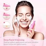 Sonic Silicone Facial Cleansing Brush, Waterproof Rechargeable Skin Cleanser Anti-Aging Face Massager Deep Cleansing Remove Blackhead and Skin Care for All Skin Types, 7 Speed Vibration