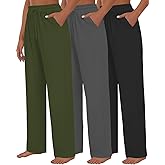 Kivdol 3 Pack Womens Yoga Sweatpants Wide Leg Lounge Pajamas Pants Drawstring Workout Comfy Joggers Sweatpants Pants Pockets