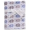 CREVENT 30"X40" Cute Lightweight Silky Cozy Warm Baby Blanket for Boys Infant Toddler Newborn Unisex Crib Cot Stroller, Baby Shower, Summer Spring - Blue Elephant
