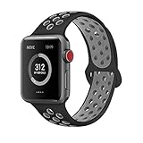 AdMaster for Apple Watch Bands 42mm,Soft Silicone Replacement Wristband for iWatch Apple Watch Series 1/2/3 - M/L Black/Cool Gray