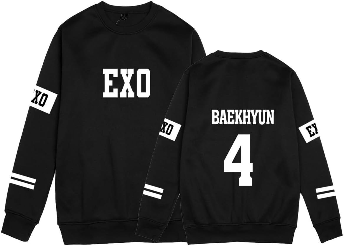Kpop EXO Pullover Jumper Long Sleeve Round Neck Printed Sweatshirts Sehun Chanyeol Kai Xiumin Do Lay Chen