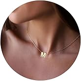 Ovian Gold Initial Necklace for Women, 18K Gold Plated Stainless Steel Small Letters Necklace Delicate Tiny Initial Pendant Personalized Name Necklace Monogram Letter Necklace for Girls