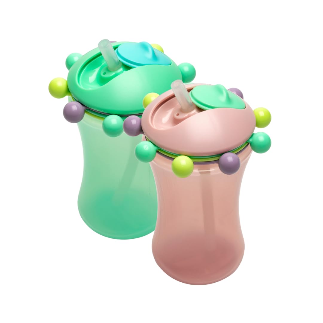 melii Abacus Straw Sippy Cup 11.5 oz Toddler and Baby (Mint + Pink 2 Pack)