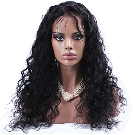 VRwig Loose Wave Brazlian Virgin Human Hair Full Lace Wig Lace Front Wig Natural Black (26",Lace Front Wig)