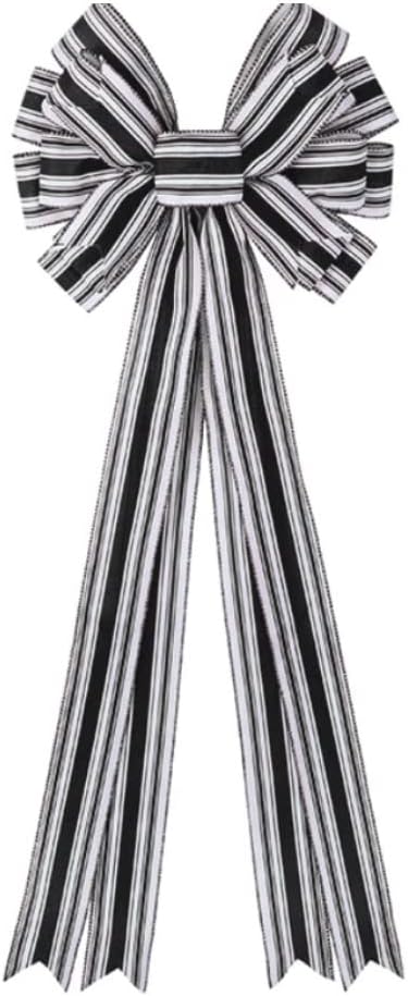 Bows & Ribbons - 1PC Methodologic Exclusive Black and White Large Bows for Wreaths, Black and White Ribbon Tree Bows, Indoor Outdoor Wall Decoration