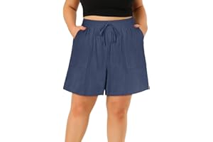 RITERA Plus Size Shorts for Curvy Women Lightweight Elastic Waist with Pockets Drawstring Womens Casual Shorts for Summer