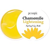 Petitfee Chamomile Brightening Hydrogel Eye Mask 60ea (30pairs) - Revitalizing Eye Patch with Chamomile, Yuzu, Pumpkin, Vitamin Tree, Brightens Under Eyes, Cooling, Moisturizing, Soothing Eye Care