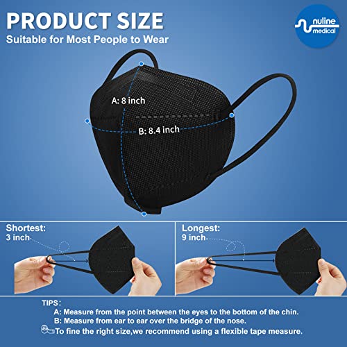 KN95 Disposable Face Masks, 5 Layer Cup Dust Protective Face Masks for Men & Women, Black, 30PCS