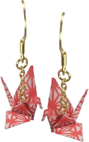 Amazon スカイツリーで使用の柄 折り鶴ピアス 麻の葉柄 赤色 ａ62 ピアス 通販