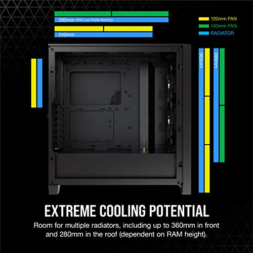 CORSAIR iCUE 4000X RGB Tempered Glass MidTower ATX PC Case 3X SP120 RGB Elite Fans iCUE