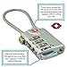 Lumintrail TSA Approved Lock for Luggage or Suitcase, Easy-to-Read 3 Digit Personalized Combination, Metal Travel Suitcase Luggage Lock, Silver, with a 4-FT Braided Steel Cable (1 Pack)