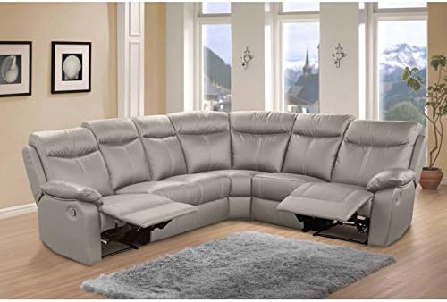 Tousmesmeubles Canape D Angle Relax 7 Places Cuir Gris Vyctoire