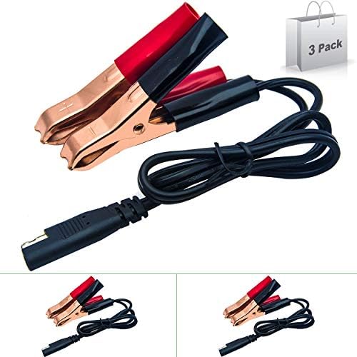 Mroinge Battery Alligator Clips with 2ft 18AWG Cable and 2-Pin SAE Quick Disconnect Plug (3 Pack)