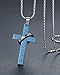 Men's Stainless Steel Lord's Prayer Cross Halo Pendant Necklace, Blue Color, 23