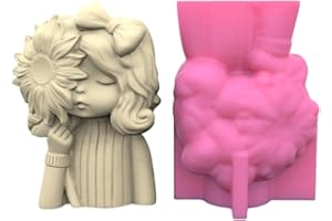 NINEXY Sunflower and Girl Concrete Flower Pot Silicone Mold Succulent Planter Vase Pen Holder Cement Clay Mold Plaster Epoxy Resin Mould