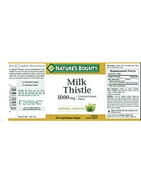 Nature's Bounty Pastillas de cardo de leche y suplemento de salud de hierbas, apoya la salud del...