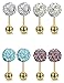 LOYALLOOK 4 Pairs Stainless Steel Tragus Earrings Crystal Cartilage Earring Set for Men Women Gold Tone 7MM