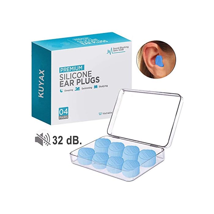 Ear Plugs for Sleeping, Reusable Silicone Moldable Noise Cancelling Sound Blocking Reduction Earplugs for Swimming…