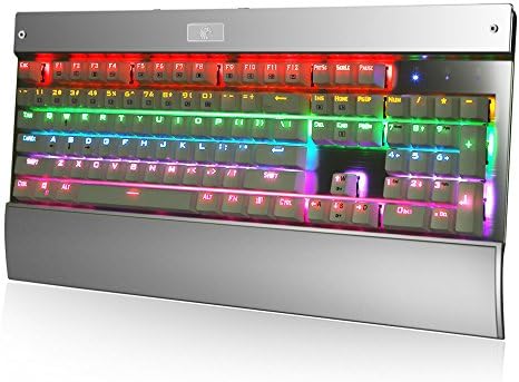 Easterntimes 104 Keys Anti-Ghosting Blue Switches Backlit Mechanical Keyboard Clicky Corlorful Rainbow Backlit Chroma Dimmable LED Eagle Gaming Keyboard (White)
