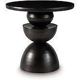 Signature Design by Ashley Kurtson Modern Metal Accent Table with Pedestal Base, Black
