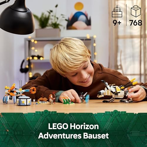 Horizon Adventures Aloy und Varl vs. Panzerwanderer und Sägezahn, Spielzeug mit Monstermaschinen und Minifiguren, Spielset zum Sammeln für Fans vom Videospiel, Jungen & Mädchen ab 9 Jahren 77037