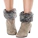 Womens Fur Trim Boot Cuff Top Cover Leg Warmers Dark Gray