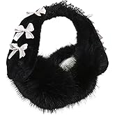Solyinne Ear Muffs for Women Bunny Ear Bow Earmuffs Foldable Plush Ear Warmers Chic Adorable Ear Covers Lolita Winter Girls