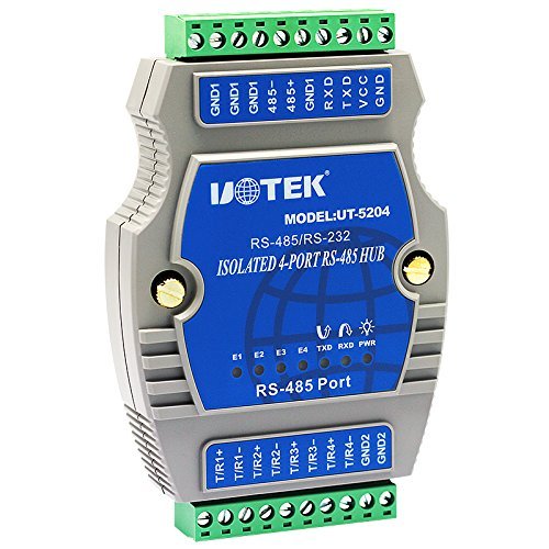 UTEK UT-5204 4port RS485 Guide Rail Type Intelligent Hub(4-port RS-485 Hub, Rail-mounted,binding post, PhotoElectric isolation)
