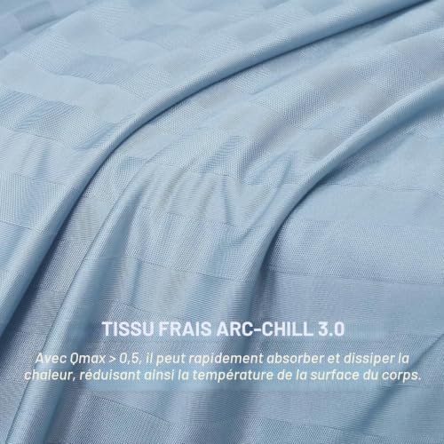 Elegear Cooling Summer Blanket, Arc-Chill Cooling Fibre 3.0 Japanese Q-Max>0.5 Double Sided Absorb Body Heat Lightweight Summer Blanket for Bed Sofa, Blue Striped 200 x 220 cm
