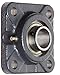 Hub City FB250URX1 Flange Block Mounted Bearing, 4 Bolt, Normal Duty, Relube, Setscrew Locking Collar, Narrow Inner Race, Cast Iron Housing, 1