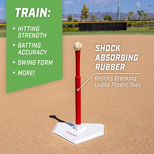 GoSports Baseball & Softball Batting Tee Adjustable Height Rubber Tee