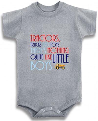Gray Crew Neck Baby Tee Time Baby Boys' Tractors, Trucks And Toys One piece 18-24 Months