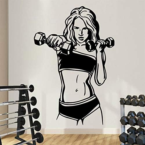 BRT Female Muscles Wall Sticker Fitness Gym Sport Vinyl Sticker Home Decor Ideas Interior Removable Design Adesivo De Parede L 43cm X 63cm Purple